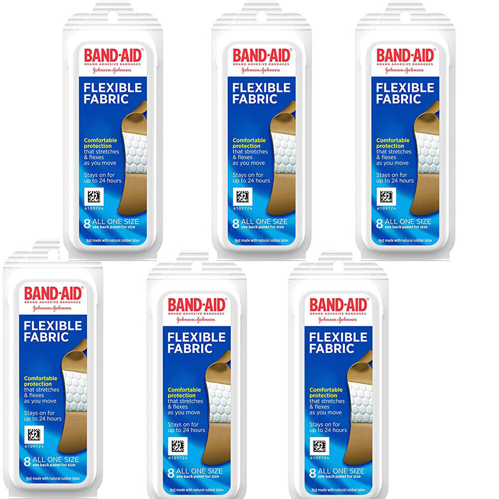 Band Aid Travel Pack 8 Count Flexible Fabric Bandages, 6 Packs